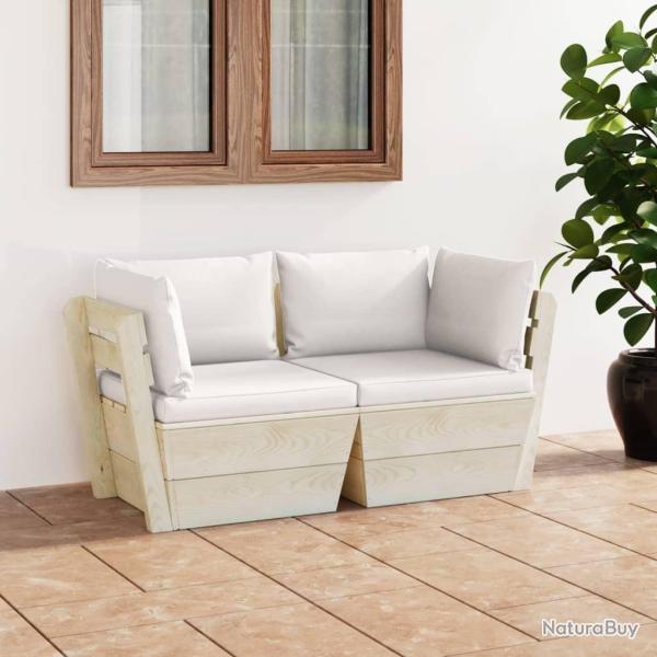 Canap palette  2 places de jardin avec coussins Bois d'pica alsavelo