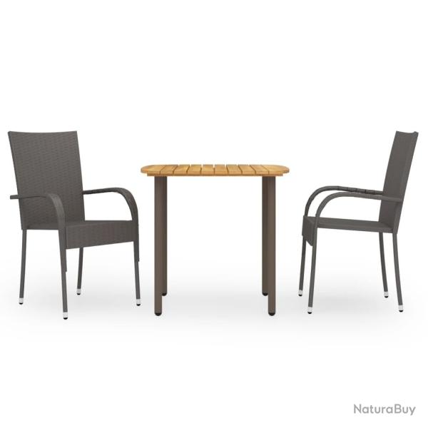 Ensemble � manger de jardin 3pcs R�sine tress�e Marron