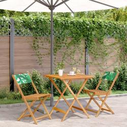 bistro 3 pcs motif de feuilles tissu et bois massif