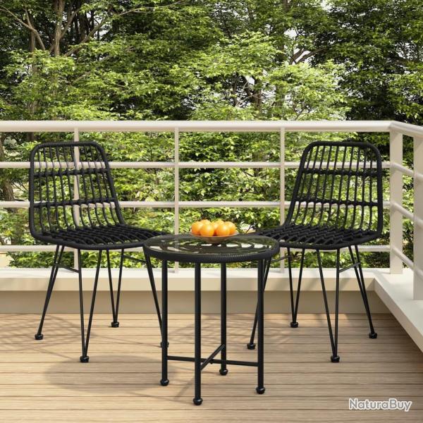Ensemble � manger de jardin 3 pcs Noir R�sine tress�e alsavelo