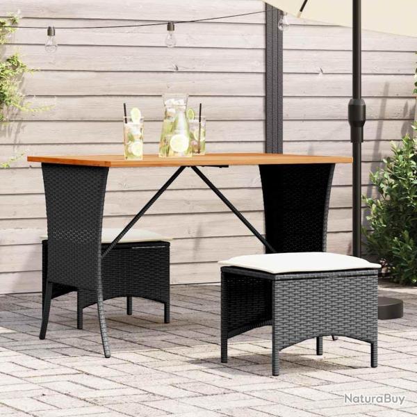 Ensemble � manger de jardin avec coussins 3 pcs Noir