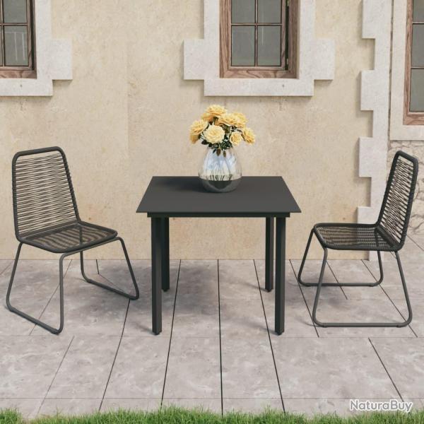 Ensemble � manger de jardin 3 pcs PVC r�sine tress�e noir alsavelo