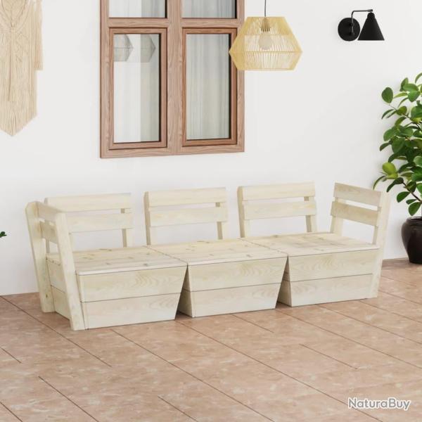 Canap� palette � 3 places de jardin Bois d'�pic�a impr�gn� alsavelo