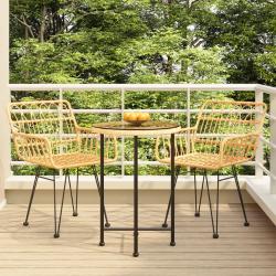Ensemble &agrave; manger de jardin 3 pcs R&eacute;sine tress&eacute;e
