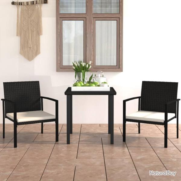 Ensemble � manger de jardin 3 pcs R�sine tress�e Noir