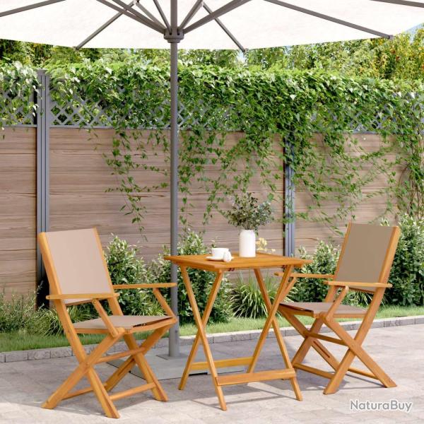 bistro 3 pcs taupe tissu et bois massif