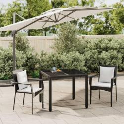 Ensemble &agrave; manger de jardin avec coussins 3 pcs Noir alsavelo