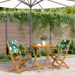 bistro 3 pcs motif de feuilles tissu et bois massif