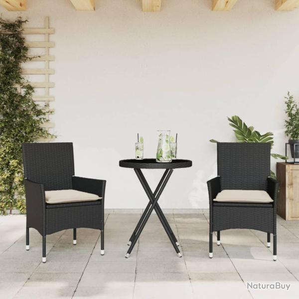 bistro avec coussins 3pcs noir rsine tresse verre alsavelo