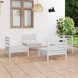 Salon de jardin 4 pcs Blanc Bois de pin massif alsavelo