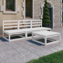 Salon de jardin 4 pcs Blanc Bois de pin massif alsavelo