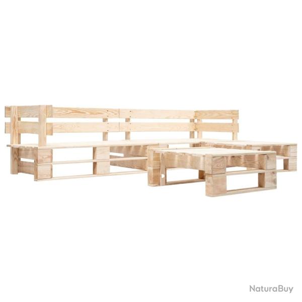 Canap�s de jardin palette 4 pcs Naturel Bois alsavelo