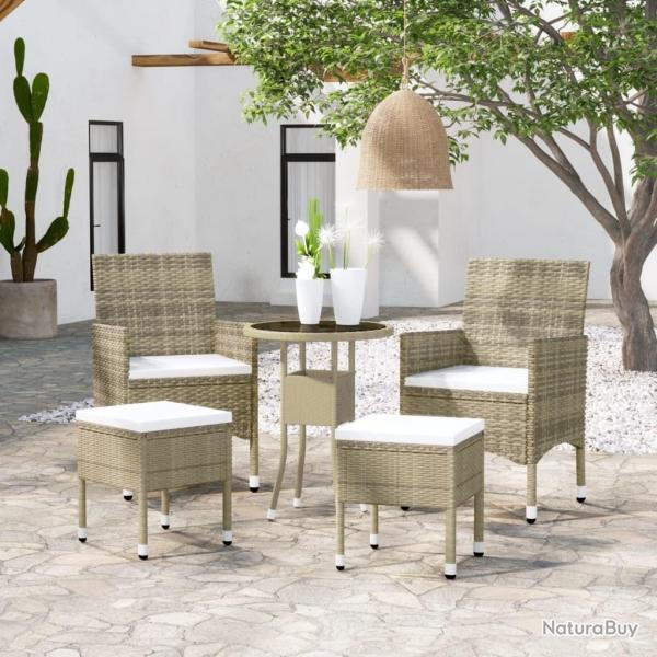 Salon de jardin 5 pcs R�sine tress�e Beige alsavelo