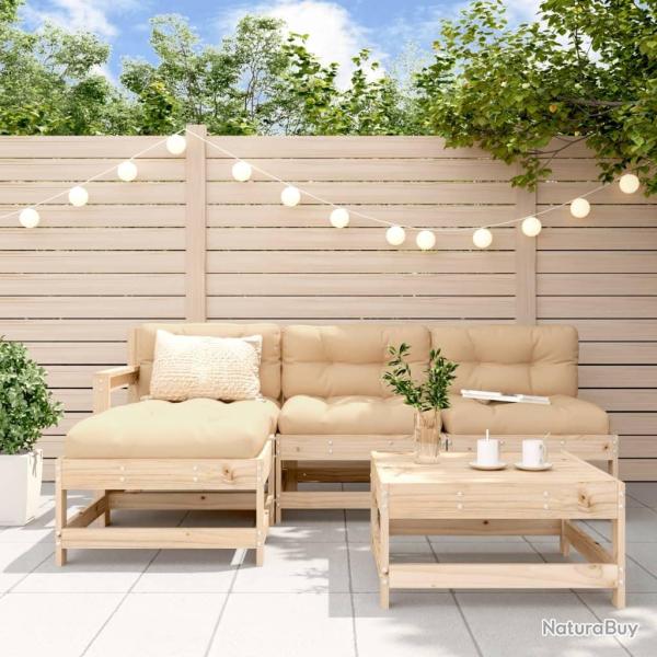 Salon de jardin 5 pcs bois massif de pin alsavelo