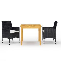 Ensemble &agrave; manger de jardin 3 pcs Noir