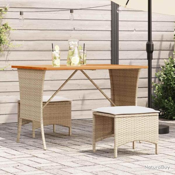 Ensemble � manger de jardin et coussins 3 pcs Beige poly rotin