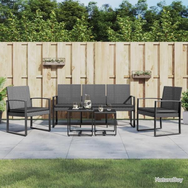 Ensemble � manger de jardin coussins 5 pcs gris fonc� rotin PP