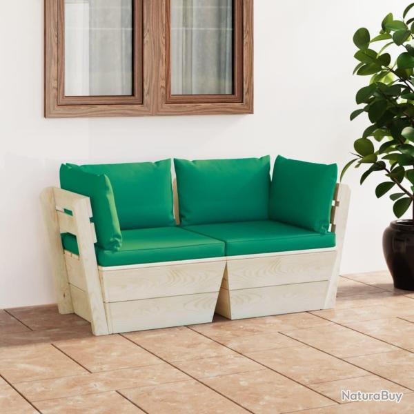 Canap� palette � 2 places de jardin avec coussins Bois d'�pic�a