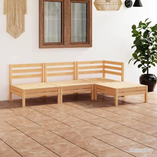 Salon de jardin 4 pcs Bois de pin massif alsavelo