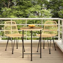 Ensemble &agrave; manger de jardin 3 pcs R&eacute;sine tress&eacute;e