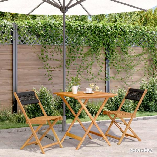 bistro 3 pcs noir polypropyl�ne et bois massif