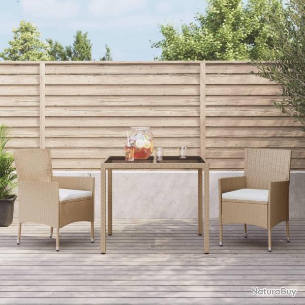 Ensemble � manger de jardin et coussins 3 pcs Beige poly rotin alsavelo