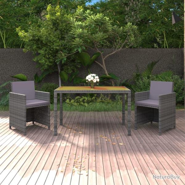 Ensemble � manger de jardin coussins 3pcs R�sine tress�e Gris