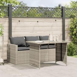 Ensemble &agrave; manger de jardin et coussins 2 pcs gris clair rotin alsavelo