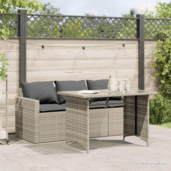 Ensemble � manger de jardin et coussins 2 pcs gris clair rotin alsavelo
