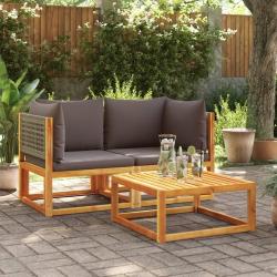 Canap&eacute;s d'angle de jardin et coussins 2pcs bois massif d'acacia