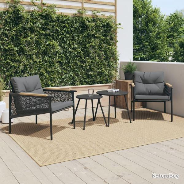 meubles de balcon 4 pcs avec coussins acier noir
