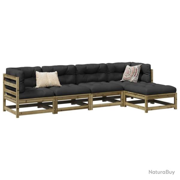 Salon de jardin 5 pcs bois de pin impr�gn�