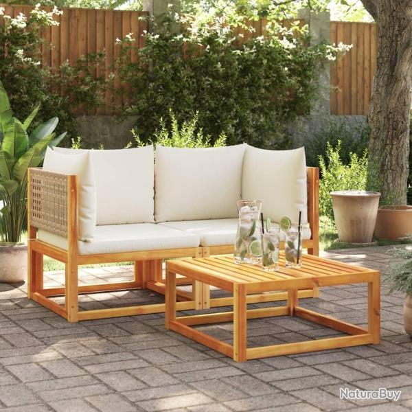 Canap�s d'angle de jardin et coussins 2pcs bois massif d'acacia alsavelo