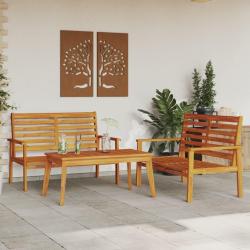 salon de jardin 3 pcs bois d'acacia solide