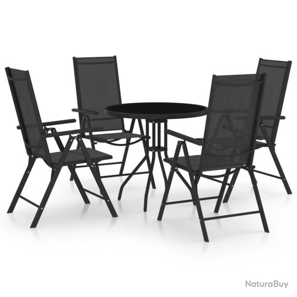 Ensemble � manger de jardin 5 pcs aluminium et textil�ne noir alsavelo