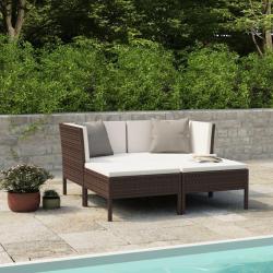 Salon de jardin 4 pcs avec coussins R&eacute;sine tress&eacute;e Marron alsavelo