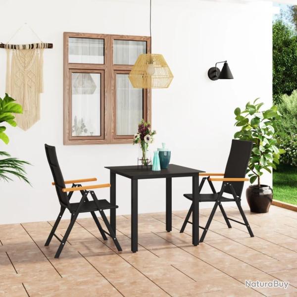 Ensemble  manger de jardin 3 pcs noir et marron alsavelo