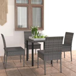Ensemble &agrave; manger de jardin 5 pcs R&eacute;sine tress&eacute;e Gris