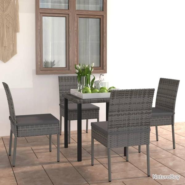 Ensemble � manger de jardin 5 pcs R�sine tress�e Gris