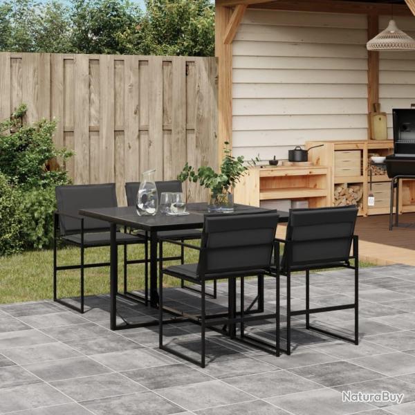 Ensemble � manger de jardin avec coussins 5 pcs noir textil�ne