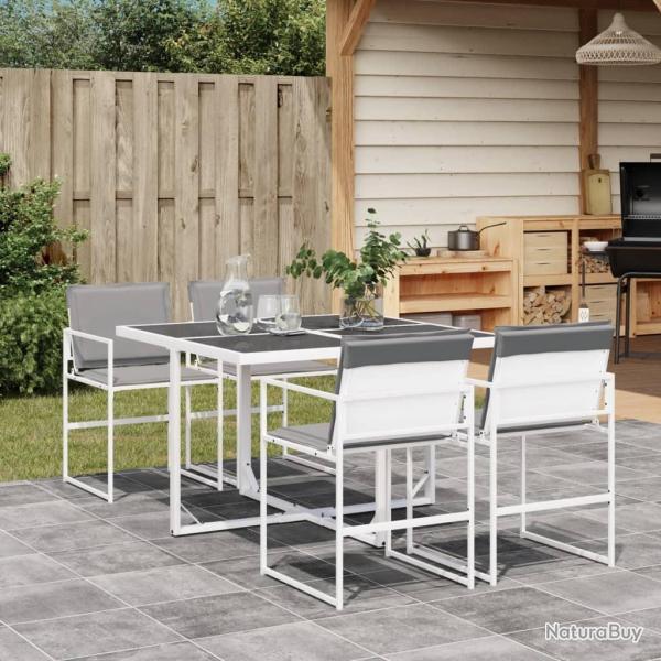 Ensemble � manger de jardin avec coussins 5 pcs blanc textil�ne