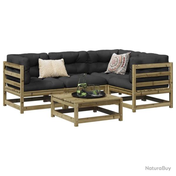 Salon de jardin 5 pcs bois de pin impr�gn� alsavelo