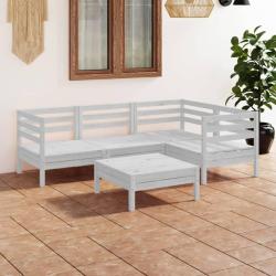 Salon de jardin 5 pcs Bois de pin massif Blanc alsavelo