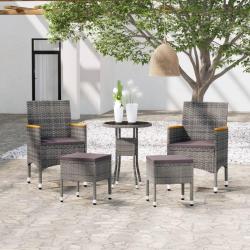 Salon de jardin 5 pcs R&eacute;sine tress&eacute;e Gris alsavelo