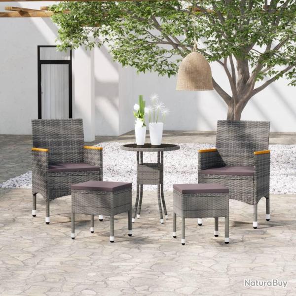 Salon de jardin 5 pcs R�sine tress�e Gris