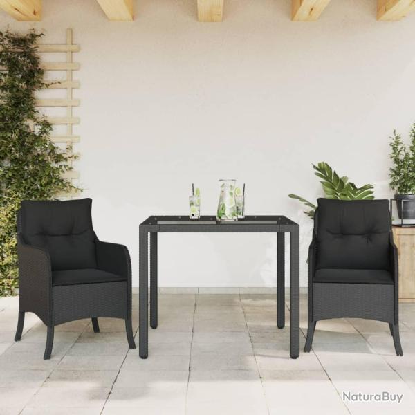 Ensemble � manger de jardin avec coussins 3 pcs Noir