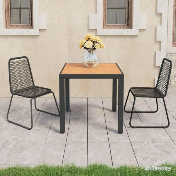 Ensemble � manger de jardin 3pcs PVC r�sine tress�e noir marron alsavelo