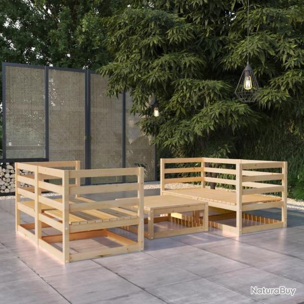 Salon de jardin 5 pcs bois de pin massif alsavelo