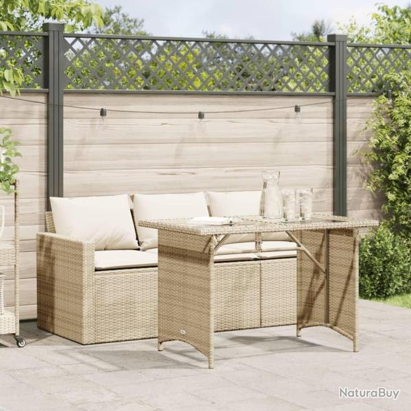Ensemble � manger de jardin et coussins 2 pcs beige poly rotin