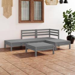 Salon de jardin 5 pcs Bois de pin massif Gris alsavelo